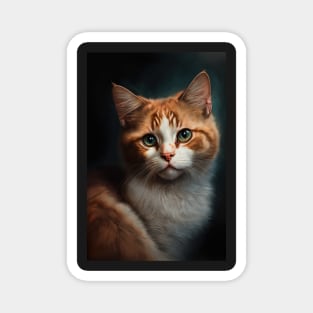 orange and white Cat portrait Magnet