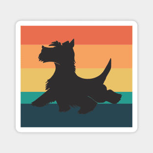 Scottish Terrier Dog Silhouette Vintage Sunset Magnet