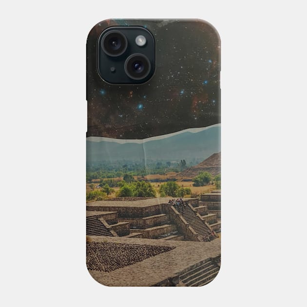 Mayan Temples With Galaxy Sky Collage by Courtney Graben Phone Case by courtneylgraben