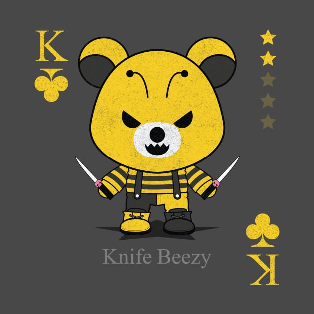 Knife Beezy Evil bear knife cute scary cool Halloween card by ACDC Animal Cool Dark Cute