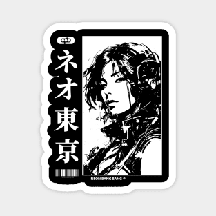 Japanese Cyberpunk Anime Girl Techwear 3 Magnet