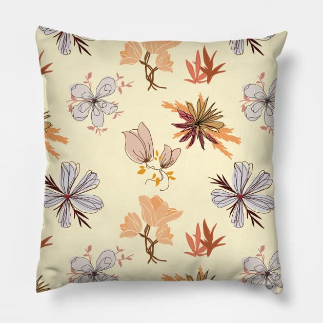 Orange Floral Pattern Pillow by Lizzamour