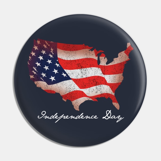 Independence Day USA Flag America Map Pin by DetourShirts