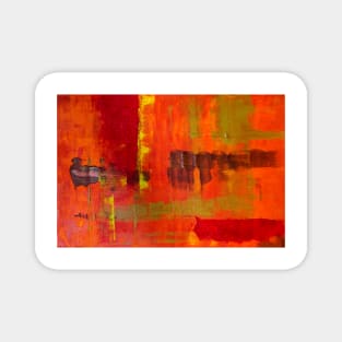 Green yellow black red and orange abstract illustration Magnet