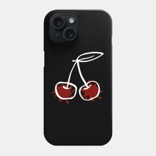 Two red cherries on a stalk Phone Case