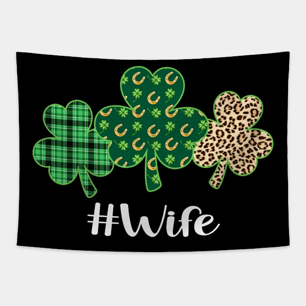 Funny Patrick Shamrock Wife Leopard Plaid Green Pattern Tapestry by Maccita