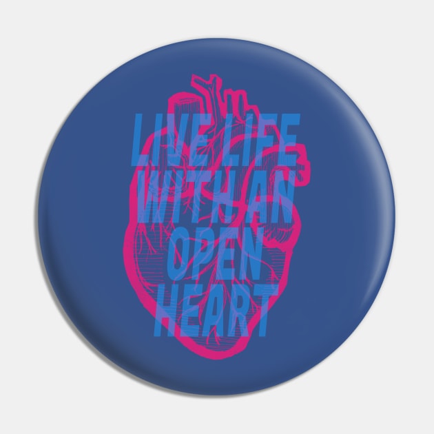 Live Life With An Open Heart: Anatomical Heart Pin by Tessa McSorley