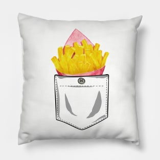 French Fries Patch Pocket Watercolor Graphic Pillow