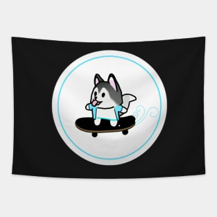 Husky Skateboard Kawaii Tapestry