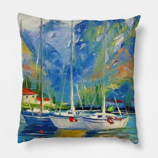 Sailboats in the Bay Pillow