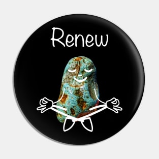 Rockhound Lotus Yoga Pose - Funny RENEW Mental Health Rockhounding Pin