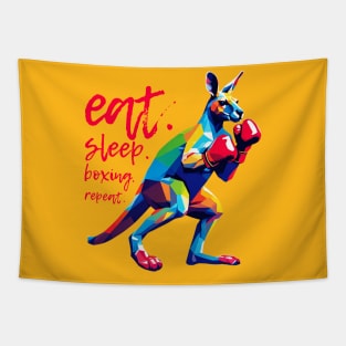 Eat Sleep Boxing Kangaroo Wpap Tapestry