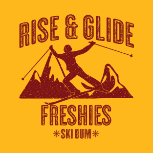 Skiing Rise and Glide - Vintage Maroon Text T-Shirt