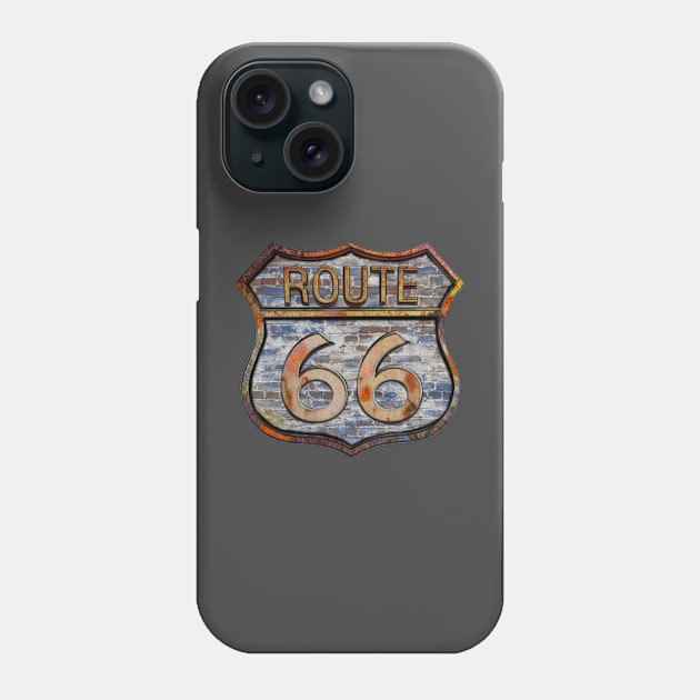 Route 66 vintage sign - brick wall 2 Phone Case by ploxd