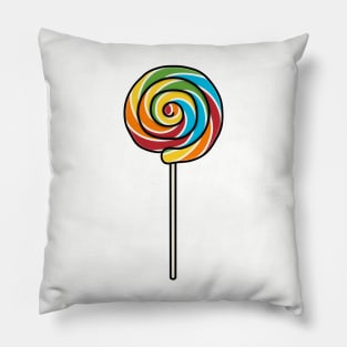 Fun Swirl Rainbow Lolly Pop Cartoon Style Illustration Pillow