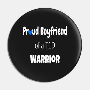 Proud Boyfriend White Text Blue Heart Pin