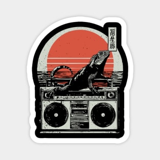 Retro Iguana Boombox - Vintage Japanese Beach Vibes Magnet