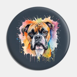 Very colorful boxer watercolor painting Pin