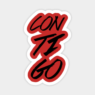 Contigo, minimalist, text based-typografy, spanish design. Magnet