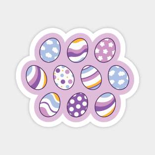 Egg Pattern | Purple Orange | Stripes Clouds Flowers Dots | Light Purple Magnet