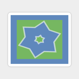 Blue Shooting Star Outlined in White with Green Background Magnet