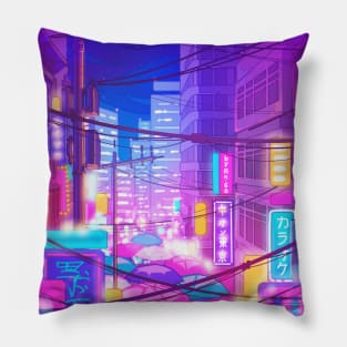 The neon Tokyo streets Pillow