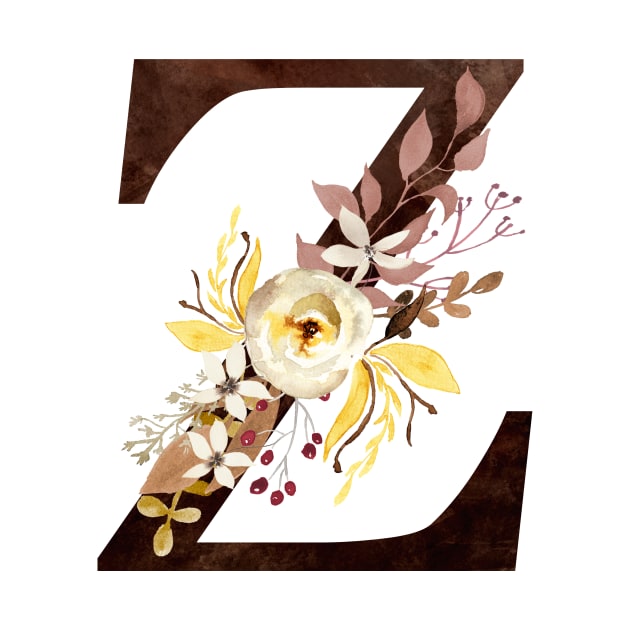 Floral Monogram Z Lovely Autumn Foliage by floralmonogram