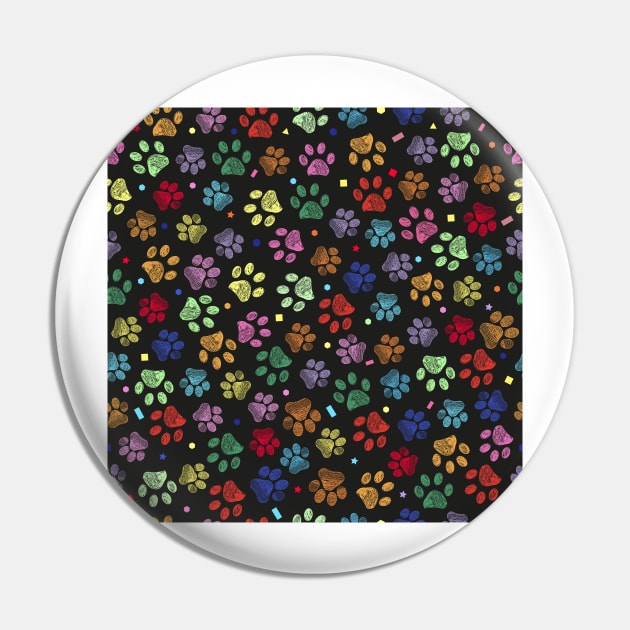 Doodle colorful paw print Pin by GULSENGUNEL