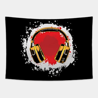 Headphones Art, Red Tapestry