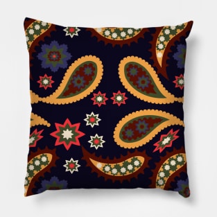 pattern with leaves and flowers paisley style Pillow