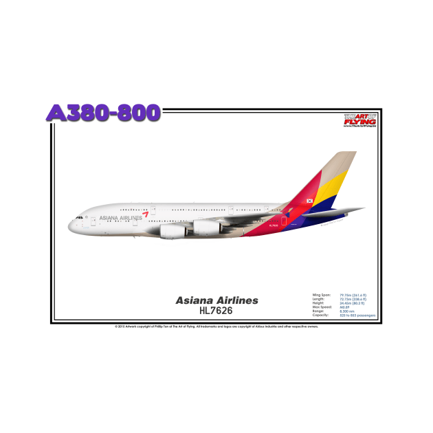 Airbus A380-800 - Asiana Airlines (Art Print) by TheArtofFlying