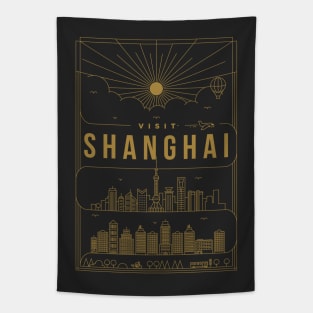 Shanghai Minimal Lineal Poster Tapestry