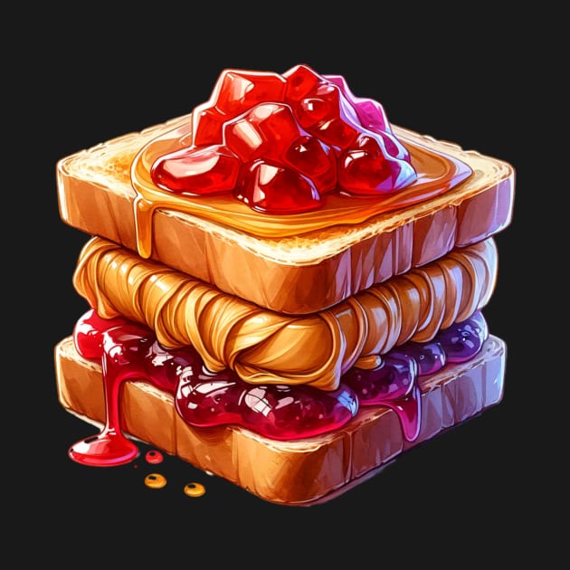 Peanut Butter And Jelly Toast Kawaii Sandwich Breakfast Yummy Sweet by Flowering Away