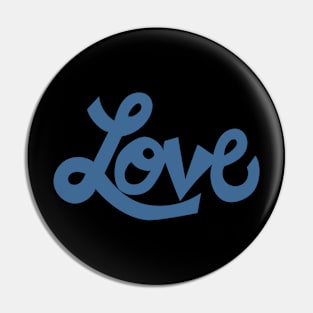 Whimsical Love cartoon illustrated text in steel blue Pin