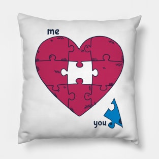 funny love puzzle - me and you: (almost) a perfect fit Pillow