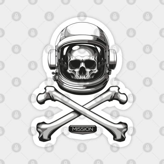 Astronaut skull. Magnet by art object