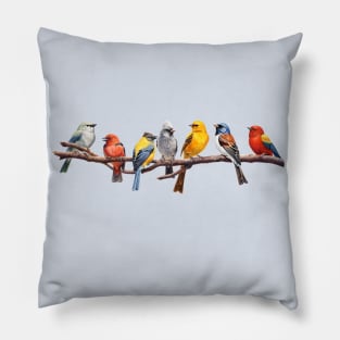 Backyard Bird Watcher Birder Songbirds on a Branch Pillow