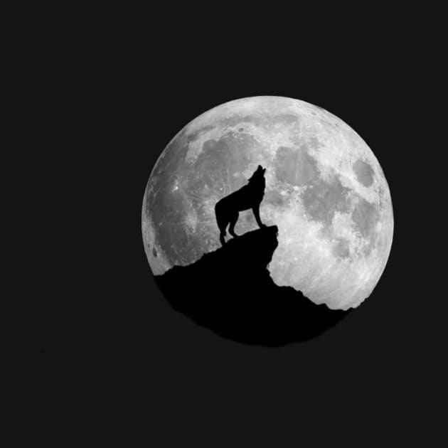 moon wolf t shirt by  A W BEST  SHOP