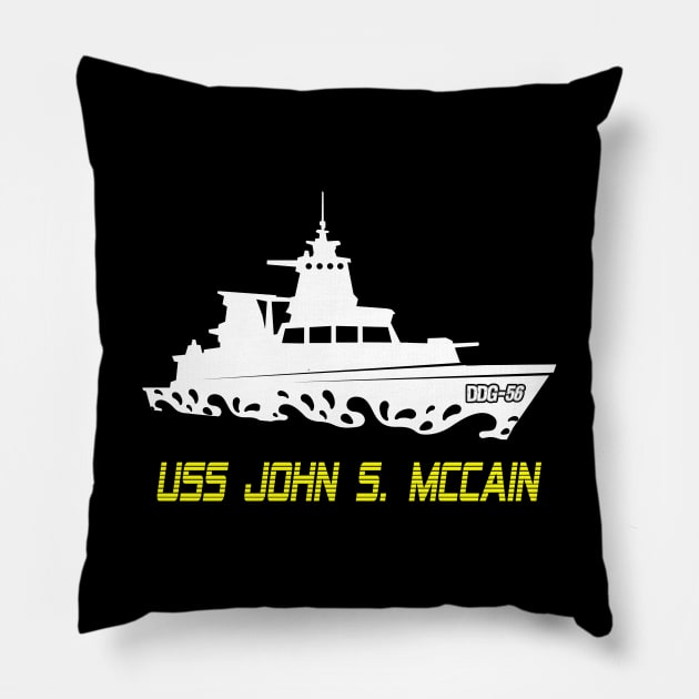 Uss John Mccain DDG 56 Gold Pillow by Javacustoms