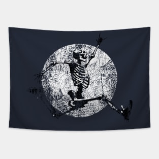 Grunge Jumping Skeleton 'Not Dead Yet' Tapestry