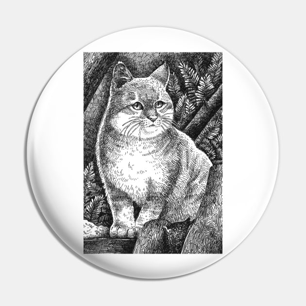 Wild cat Pin by NatureDrawing