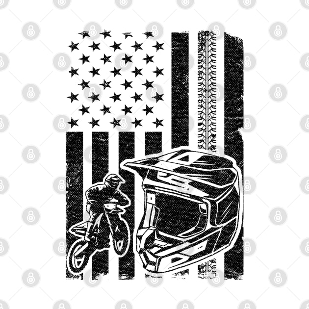 Motocross US Flag America Dirt Bike 4th Of July Funny Motocross by Kuehni