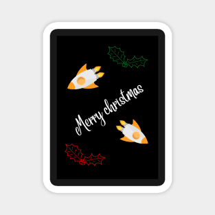 Space rocket merry christmas print Magnet