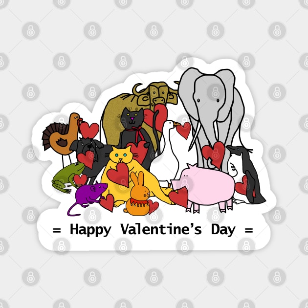 Happy Valentines Day from These Cute Animals Magnet by ellenhenryart