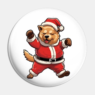 Cartoon Christmas Akita Dog Dancing Pin