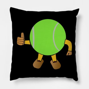 Illustration of a tennis ball giving a thumbs up Pillow