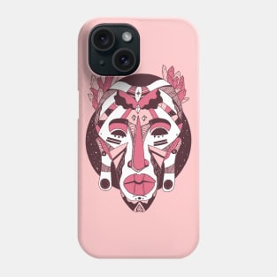 Pink and White African Mask 1 Phone Case