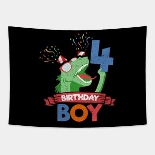 4th Birthday Boy Dinosaur Tapestry