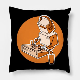 Robot Playing Drum Machine (pocket size print) Pillow