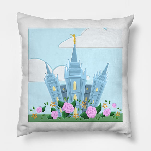 Abstract Salt Lake Temple Pillow by trippyart